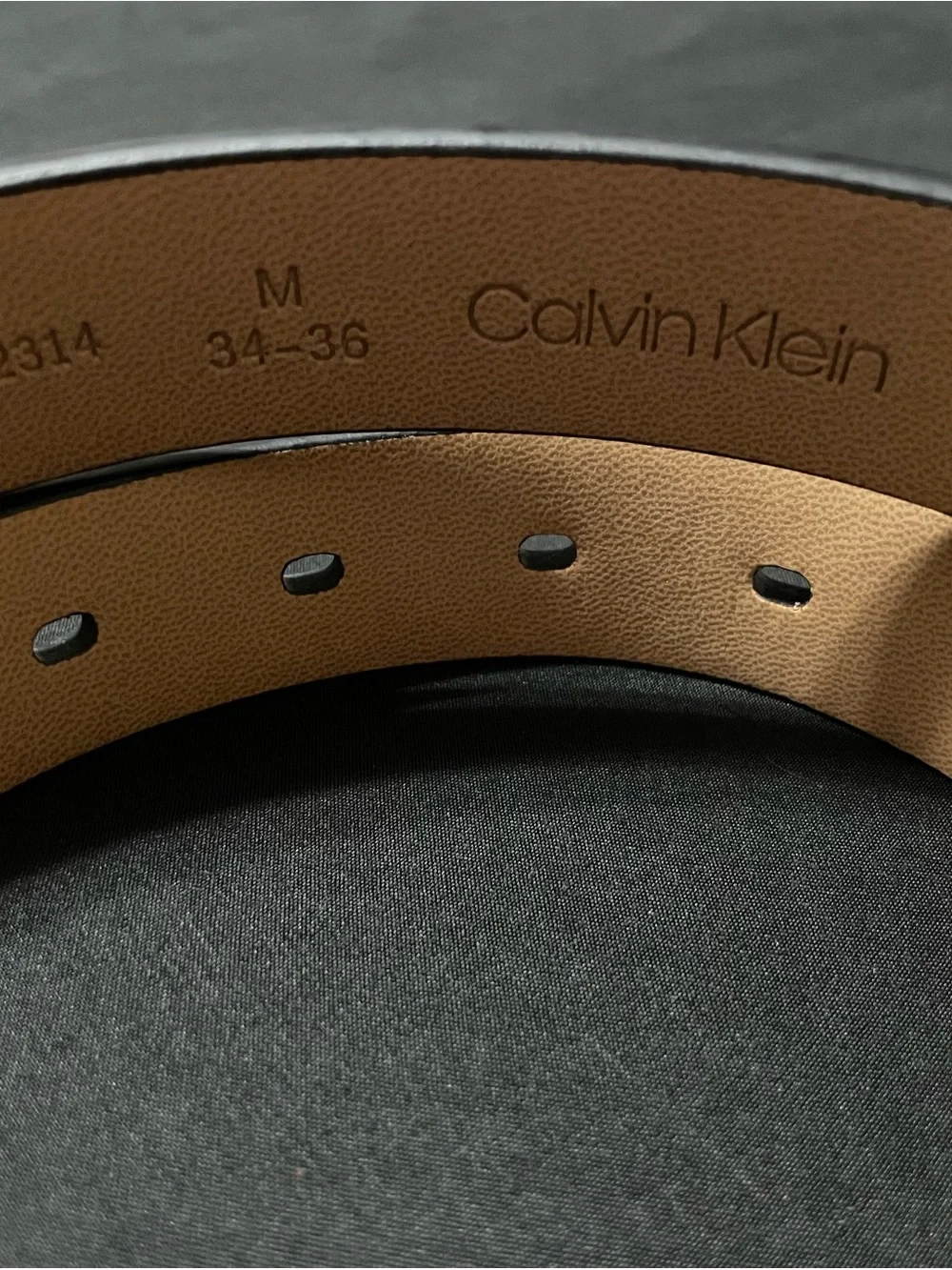 Calvin Klein Brown Men’s Belt with Brushed Metal Buckle